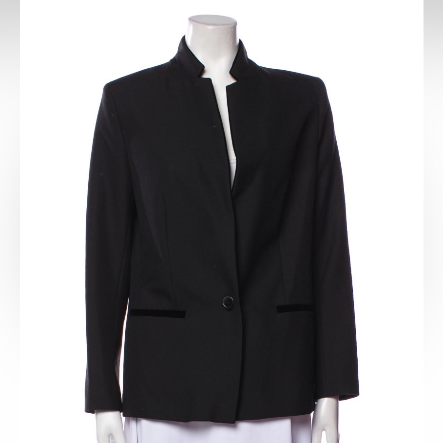 Sandro Black Blazer With Velvet Tux Collar